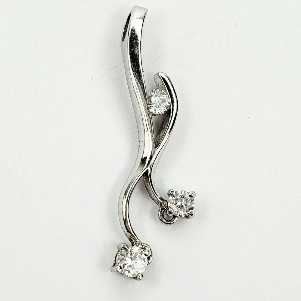 Vintage Pendant Sterling Silver 925 1.5in Silver Rhinestone Moveable Stones